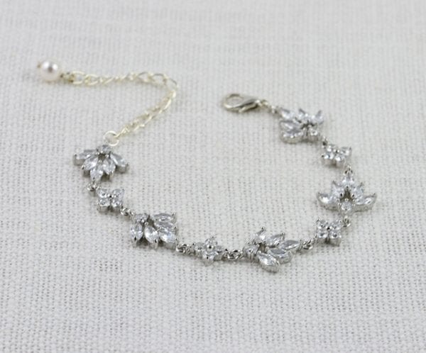 Cubic Zirconia Rhodium Silver Bridal Wedding Bracelet 7