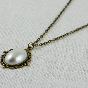 Pearl Bronze Necklace Victorian Style 57