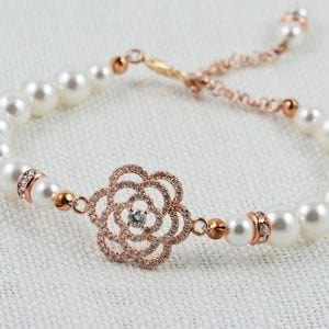 Rose Gold Swarovski Bridal Bracelet - Cubic Zirconia 4