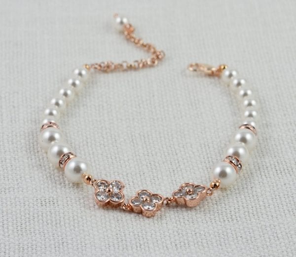 Rose Gold Swarovski Pearls Wedding Bracelet 51
