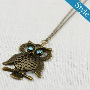 Turquoise Or Amethyst Owl Necklace - Jewellery 56