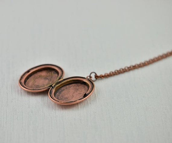 Personalised Initial Antique Copper Locket Necklace 4