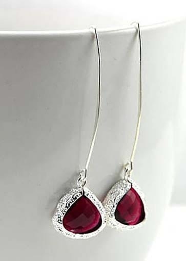 Red Ruby long drop earrings