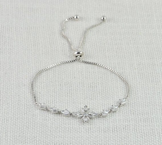 Silver Bridal Wedding Bracelet - Cubic Zirconia 53