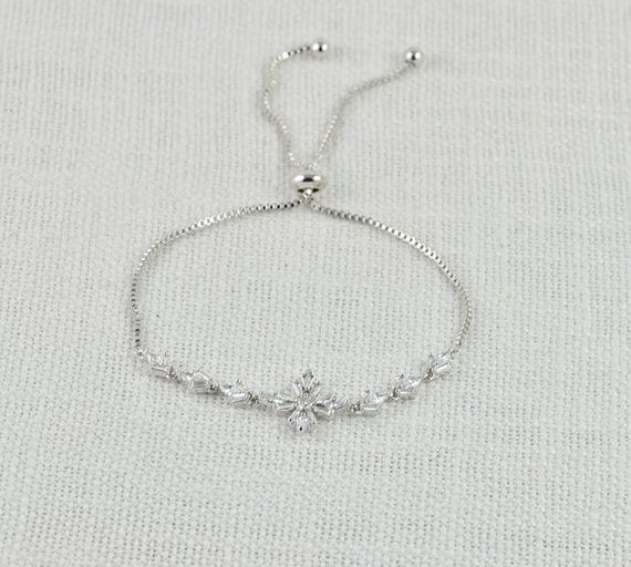 Silver Bridal Wedding Bracelet - Cubic Zirconia 51