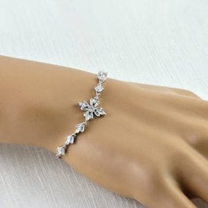 silver bridal wedding bracelet