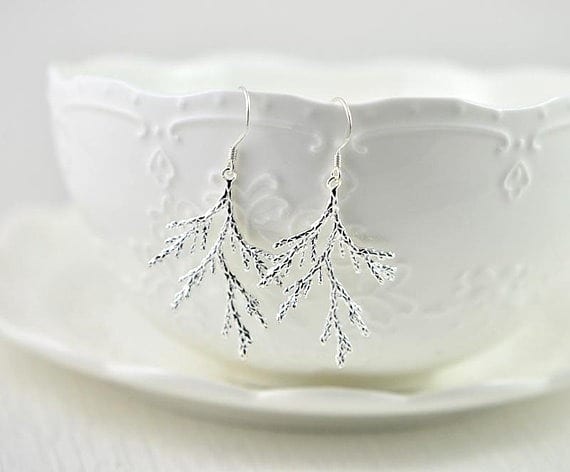 Elegant Leaf Drop Earrings - Simple, Silver 53