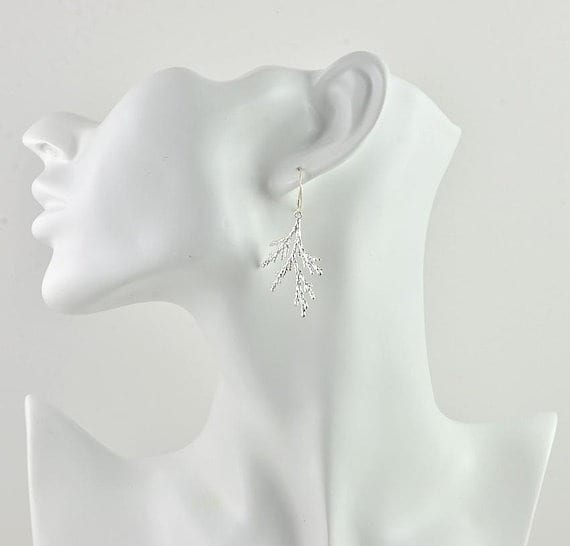 Elegant Leaf Drop Earrings - Simple, Silver 52