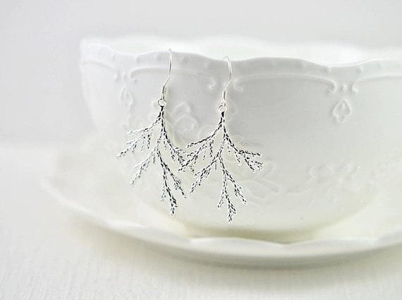 Elegant Leaf Drop Earrings - Simple, Silver 51