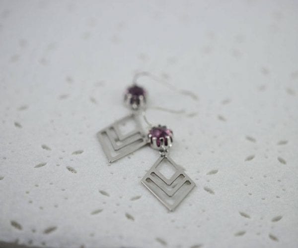 Elegant Amethyst Silver Earrings - Purple, Light weight, Bridesmaids Filigree