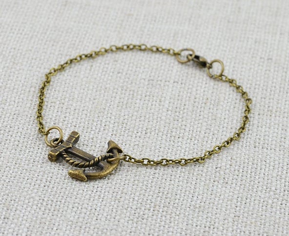 Anchor Bronze Charm Bracelet - Gift, Dainty Bracelet 51