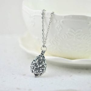 Antique Silver Drop Filigree Necklace - Teardrop, Simple, Dainty, Minimalist 2