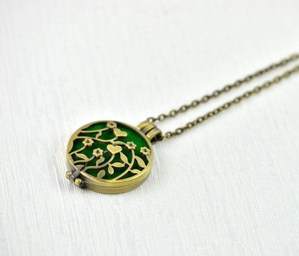 Stylish Aromatherapy Diffuser Necklace - Diffuser Jewellery, Bronze Filigree Flower Necklace, Oil Diffuser Pendant 51