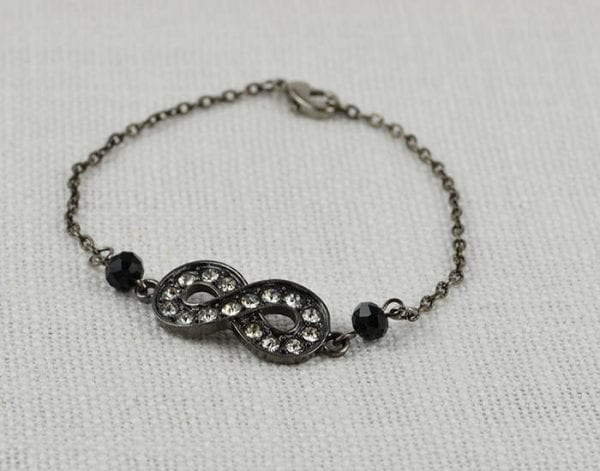 Black Infinity Metal Bracelet - Infinity Charm Crystal Bracelet, Elegant Simple Bracelet Birthday Gift 51