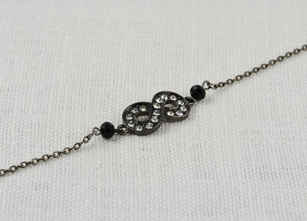 Black Infinity Metal Bracelet - Infinity Charm Crystal Bracelet, Elegant Simple Bracelet Birthday Gift 52