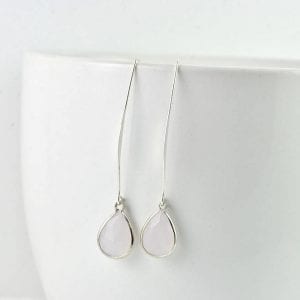 Blush Pink Czech Crystal Necklace - Silver, Teardrop, Bridesmaids