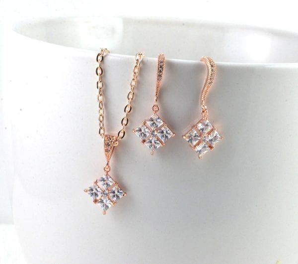Bridal Cubic Zirconia Crystal Set - Bridal Earrings, Bridal Necklace, Crystal Jewellery Set 52
