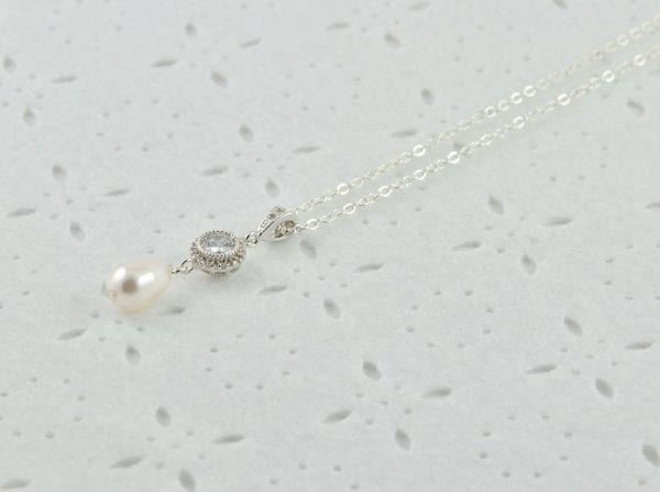 Bridal Drop Pearl Necklace - Swarovski Pearls, Wedding Jewellery