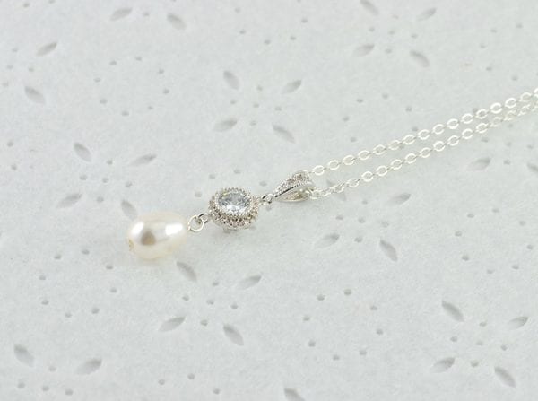 Bridal Drop Pearl Necklace - Swarovski Pearls, Wedding Jewellery