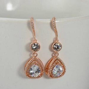 Bridal Rose Gold Teardrop Earrings Teardrop Earrings Wedding JEWELRY Cubic Zirconia Earrings Bridesmaids Earrings engagement jewellery 4
