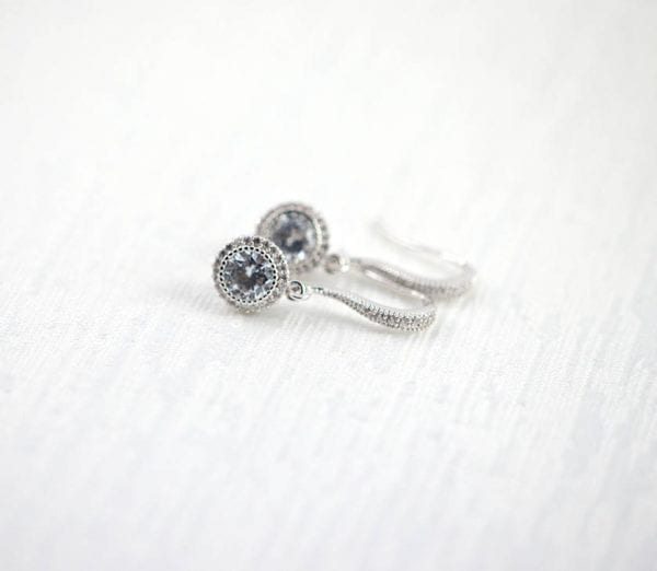 Bridal Silver Drop Wedding Earrings - Cubic Zirconia, Dainty, Minimalist 51