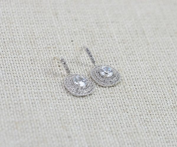 Bridal Silver CZ Wedding Earrings - Crystals, Bridal jewellery, Square Earrings 52