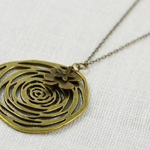 Bronze pendant Flower necklace - Minimalist, Huge Flower Pendant 3