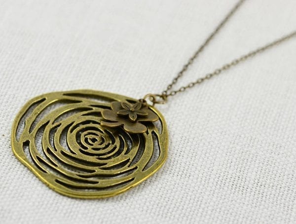Bronze pendant Flower necklace - Minimalist, Huge Flower Pendant 51