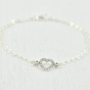 Crystal Heart Silver Dainty Bracelet - Minimalist, Charm 5