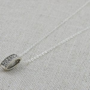 Cubic Zirconia Charm Necklace - Minimalist, Silver Pendant Necklace 59