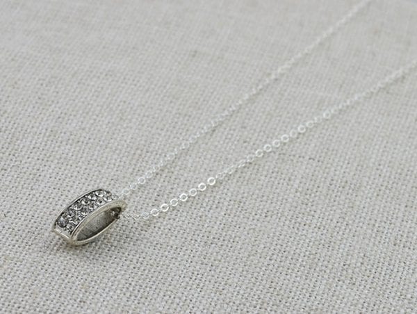 Cubic Zirconia Charm Necklace - Minimalist, Silver Pendant Necklace 51