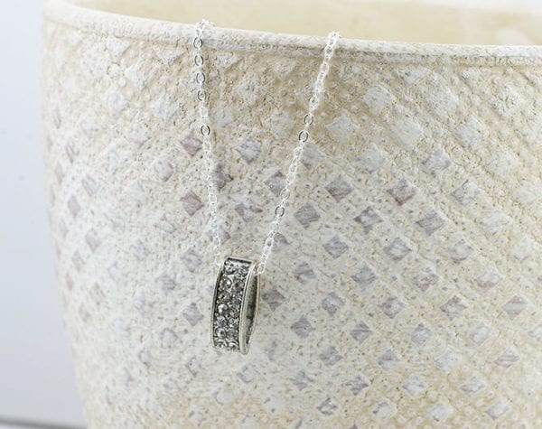 Cubic Zirconia Charm Necklace - Minimalist, Silver Pendant Necklace 52