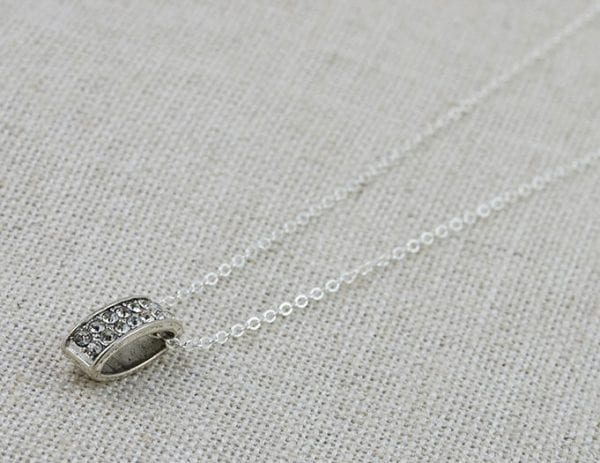 Cubic Zirconia Charm Necklace - Minimalist, Silver Pendant Necklace 53