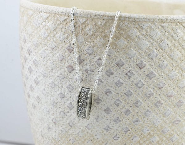 Cubic Zirconia Charm Necklace - Minimalist, Silver Pendant Necklace 4