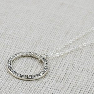Cubic Zirconia Circle Necklace - Best Friend Jewellery, Silver Pendant 9