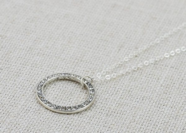 Cubic Zirconia Circle Necklace - Best Friend Jewellery, Silver Pendant 1