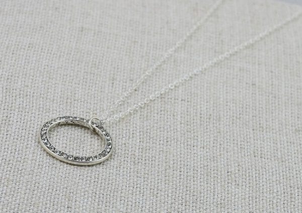Cubic Zirconia Circle Necklace - Best Friend Jewellery, Silver Pendant 52