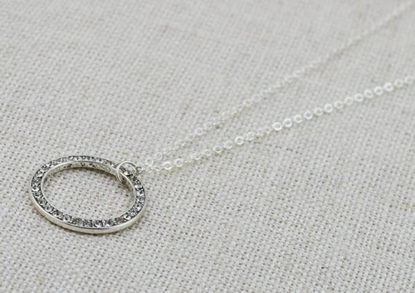 Cubic Zirconia Circle Necklace - Best Friend Jewellery, Silver Pendant 55
