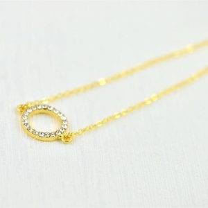 Cubic Zirconia Circle Pendant Necklace - Crystal Gold Round Charm Necklace 7