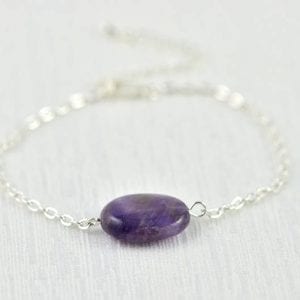 Dainty Amethyst Gemstone Bracelet - Minimalist, Purple Stone, Bridesmaids Bracelet 8