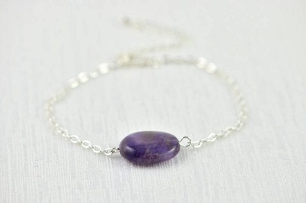 Dainty Amethyst Gemstone Bracelet - Minimalist, Purple Stone, Bridesmaids Bracelet 51