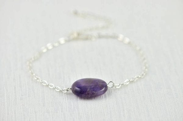 Dainty Amethyst Gemstone Bracelet - Minimalist, Purple Stone, Bridesmaids Bracelet 52