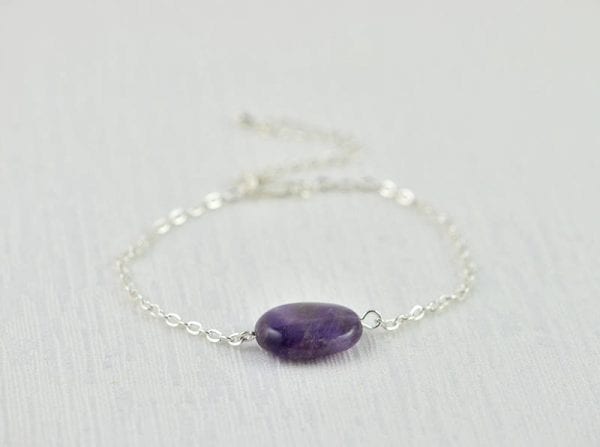 Dainty Amethyst Gemstone Bracelet - Minimalist, Purple Stone, Bridesmaids Bracelet 53