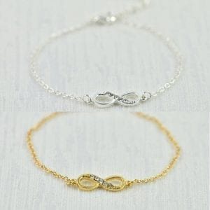 Dainty Silver Infinity Charm Bracelet - Gold, Crystal Bracelet, Simple 20