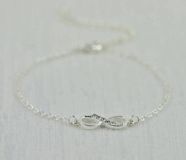 Dainty Silver Infinity Charm Bracelet - Gold, Crystal Bracelet, Simple 52