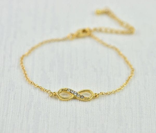Dainty Silver Infinity Charm Bracelet - Gold, Crystal Bracelet, Simple 53
