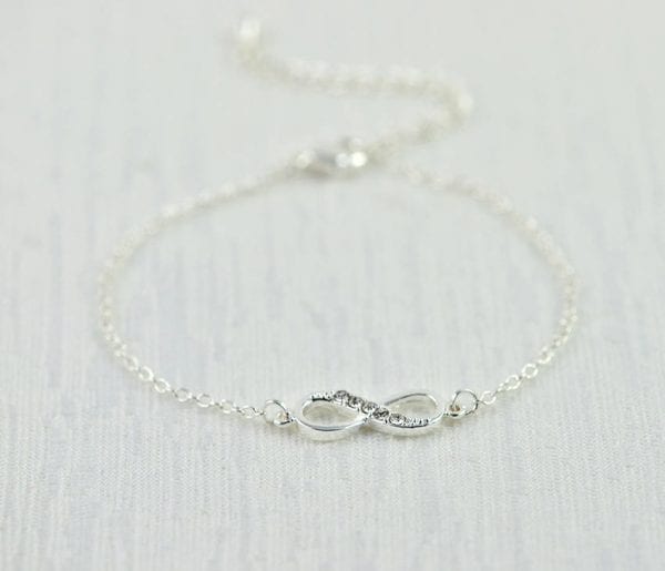 Dainty Silver Infinity Charm Bracelet - Gold, Crystal Bracelet, Simple 54