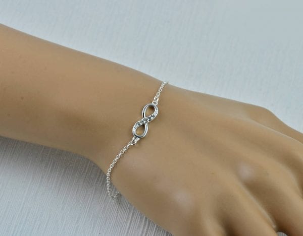Dainty Silver Infinity Charm Bracelet - Gold, Crystal Bracelet, Simple 56