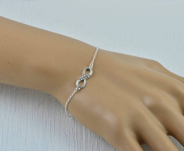 Dainty Silver Infinity Charm Bracelet - Gold, Crystal Bracelet, Simple 58