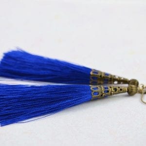 Dark Blue Long Tassel Earrings